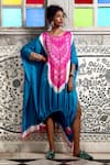 Buy_Etasha by Asha Jain_Blue Tunic- Gajji Silk Embellished Gota Round Kaftan _at_Aza_Fashions