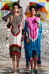 Etasha by Asha Jain_Blue Tunic- Gajji Silk Embellished Gota Round Kaftan _Online_at_Aza_Fashions