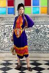 Buy_Etasha by Asha Jain_Blue Gajji Silk Bandhani Jumpsuit_at_Aza_Fashions