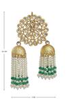 Gewels by Mona_Gold Plated Bead Jhumkas_Online_at_Aza_Fashions