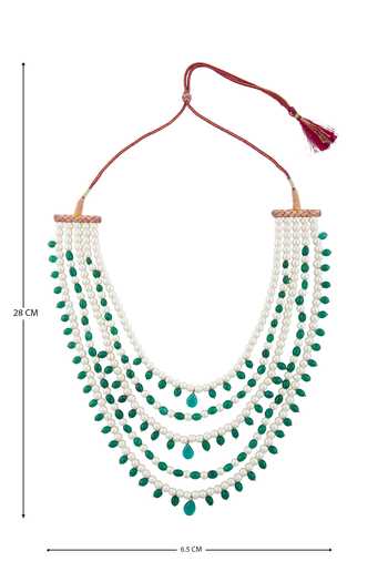 Just Shradhas_White Layered Bead Necklace _Online_at_Aza_Fashions