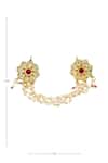 Shop Just Shradhas Gold Plated Pearls, Beads, Gota Patti Kundan Floral Ring Online at Aza Fashions Shop_Just Shradhas_Gold Plated Pearls, Beads, Gota Patti Kundan Floral Ring _Online_at_Aza_Fashions