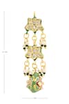 Just Shradhas_Gold Plated Pearls, Beads Kundan Tiered Floral Danglers _at_Aza_Fashions