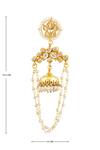 Just Shradhas Gold Plated Pearls, Beads, Metallic Thread Kundan Tassel Jhumkas at Aza Fashions Just Shradhas_Gold Plated Pearls, Beads, Metallic Thread Kundan Tassel Jhumkas _at_Aza_Fashions