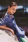 Buy_Shloka Sudhakar_Blue Denim Embroidery V Neck Tunic  _Online_at_Aza_Fashions