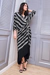 Nupur Kanoi_Black Crepe Shibori Maxi Dress_Online_at_Aza_Fashions