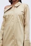 Buy_Echostudio_Beige Poly Cotton One Shoulder Off Shirt _Online_at_Aza_Fashions