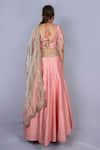 Shop_Ekru_Pink Raw Silk Scoop Neck Embroidered Lehenga Set _at_Aza_Fashions