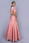 Ekru_Pink Raw Silk Scoop Neck Embroidered Lehenga Set _Online_at_Aza_Fashions