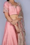 Buy_Ekru_Pink Raw Silk Scoop Neck Embroidered Lehenga Set _Online_at_Aza_Fashions