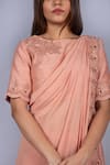 Buy_Ekru_Peach Voile Boat Embroidered Chanderi Crop Top Palazzo Set _Online_at_Aza_Fashions