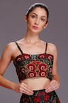 Buy_ALPONA DESIGNS BY SOHAM ACHARYA_Black Viscose Dupion Printed Ojai Sweetheart Neck Crop Top _at_Aza_Fashions