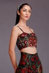 ALPONA DESIGNS BY SOHAM ACHARYA_Black Viscose Dupion Printed Ojai Sweetheart Neck Crop Top _Online_at_Aza_Fashions