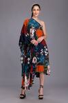 Buy Alpona Designs By Soham Acharya Blue Cotton Silk Floral Asymmetric Print One Shoulder Dress at Aza Fashions Buy_Alpona Designs By Soham Acharya_Blue Cotton Silk Floral Asymmetric Print One Shoulder Dress _at_Aza_Fashions