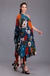 Alpona Designs By Soham Acharya Blue Cotton Silk Floral Asymmetric Print One Shoulder Dress Online at Aza Fashions Alpona Designs By Soham Acharya_Blue Cotton Silk Floral Asymmetric Print One Shoulder Dress _Online_at_Aza_Fashions