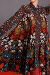 Buy_Alpona Designs By Soham Acharya_Multi Color Cotton Silk Floral Shirt Collar Printed Dress _Online_at_Aza_Fashions