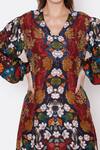 Shop_Alpona Designs By Soham Acharya_Multi Color Cotton Silk Floral V Neck Print Tunic _Online_at_Aza_Fashions