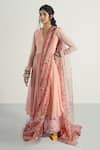 Buy_Rishi and Vibhuti_Peach Georgette V Neck Floral Print Anarkali And Palazzo Set _at_Aza_Fashions