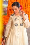 Raiman_Off White Chanderi Embroidered Front Button Down Kurta And Pant Set  _Online_at_Aza_Fashions