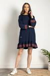 Buy_Doodlage_Blue Eva Upcycled Cotton Dress_at_Aza_Fashions