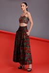 Alpona Designs By Soham Acharya_Black Floral Print Pleated Pant _Online_at_Aza_Fashions