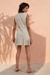 Shop_House of eda_Beige Linen Embroidered Dress_at_Aza_Fashions