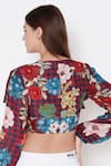 Buy Alpona Designs By Soham Acharya Blue Cotton Silk Floral Plunge V Neck Print Crop Top Online at Aza Fashions Buy_Alpona Designs By Soham Acharya_Blue Cotton Silk Floral Plunge V Neck Print Crop Top _Online_at_Aza_Fashions
