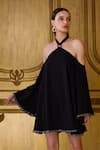 Buy_Kangana Trehan_Black Crepe Halter-neck Dress  _at_Aza_Fashions