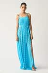 Buy_Itrh_Blue Georgette Bandhani Sweetheart Neck Abhira Maxi Dress _at_Aza_Fashions