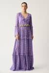 Buy_Itrh_Purple Georgette Bandhani Ruffle Charu Maxi Dress _at_Aza_Fashions