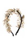 Shop_Born Flash_Gold Embellished Egret Floral Hairband _at_Aza_Fashions