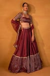 Esha Koul_Purple Chanderi Embroidery Sweetheart Neck Lehenga Set _Online_at_Aza_Fashions