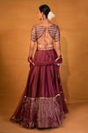 Shop_Esha Koul_Purple Chanderi Embroidery Sweetheart Neck Lehenga Set _at_Aza_Fashions