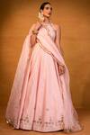 Esha Koul_Pink Chanderi Embroidery Round Anarkali And Dupatta Set _Online_at_Aza_Fashions