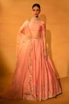 Buy_Esha Koul_Pink Chanderi Embroidery One Shoulder Lehenga Set _at_Aza_Fashions