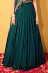 Shop_Esha Koul_Green Georgette Na Embellished Cape And Lehenga Set _Online_at_Aza_Fashions