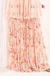 Esha Koul_Pink Organza, Georgette, Semi Crepe Floral Motifs V Neck Print Kurta Sharara Set_at_Aza_Fashions