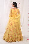Shop_Esha Koul_Yellow Organza, Georgette, Semi Crepe Printed Corset Anarkali With Dupatta_at_Aza_Fashions