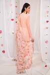 Shop_Esha Koul_Pink Gajji Satin Printed Geometric Motifs Round Straight Kurta Set _at_Aza_Fashions