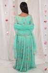 Shop_Esha Koul_Green Georgette Printed Floral Motifs Scoop Neck Anarkali Set _at_Aza_Fashions