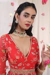 Esha Koul_Red Embroidery, Sequins Belt _Online_at_Aza_Fashions