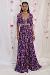 Buy_Esha Koul_Purple Cutdana Embellished Belt_at_Aza_Fashions