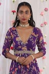 Shop_Esha Koul_Purple Cutdana Embellished Belt_at_Aza_Fashions