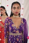 Esha Koul_Purple Cutdana Embellished Belt_Online_at_Aza_Fashions