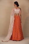 Shop_Esha Koul_Orange Organza Sqaure Printed Lehenga Set _at_Aza_Fashions