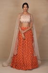 Buy_Esha Koul_Orange Organza Sqaure Printed Lehenga Set _Online_at_Aza_Fashions