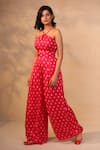 Buy_Esha Koul_Pink Modal Satin Criss Cross Printed Jumpsuit _Online_at_Aza_Fashions