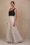 Buy_Esha Koul_Black Georgette V Neck Printed Sharara Set _at_Aza_Fashions