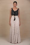 Shop_Esha Koul_Black Georgette V Neck Printed Sharara Set _at_Aza_Fashions