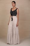 Esha Koul_Black Georgette V Neck Printed Sharara Set _Online_at_Aza_Fashions